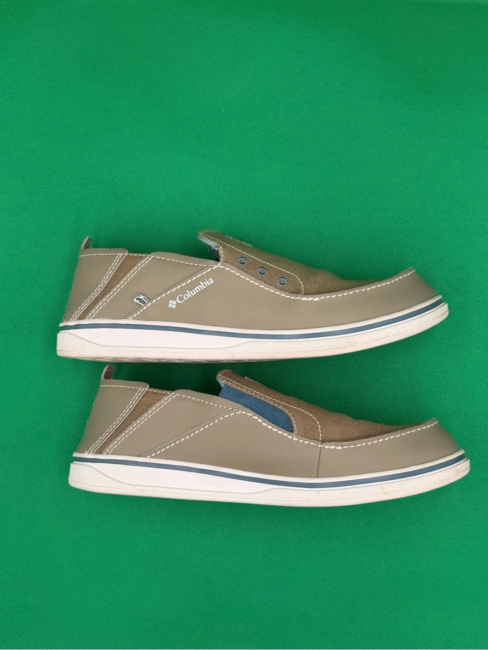 Columbia PFG Men's Tan and Olive Slip-On Loafers